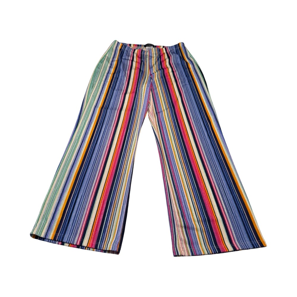 Travel Elements Vtg Womens Multicolor Striped Wide Leg Pants Large USA Made